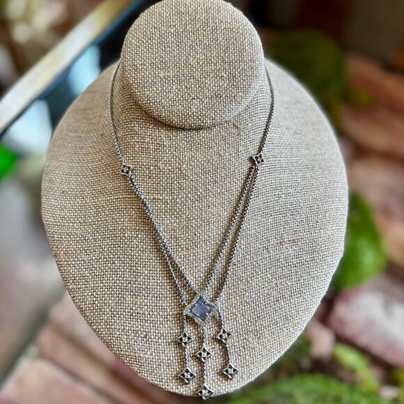 DAVID YURMAN Chalcedony Quatrefoil Diamond Drop Pendant Necklace - Picture 1 of 5